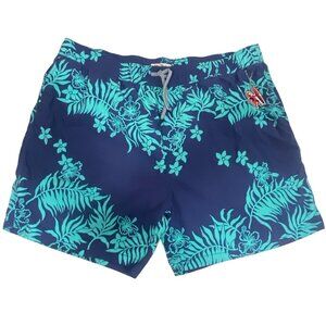 Reyn Spooner Mens Tropical Floral Swim Trunks 2XL Blue & Green Drawstring Stretc